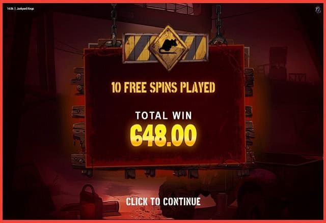 Winning big on Junkyard Kings slot machine screenshot