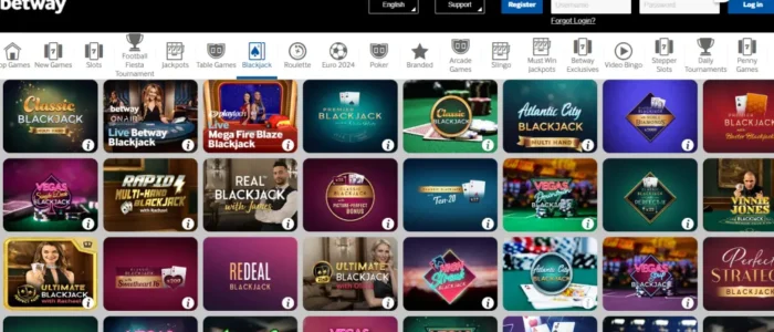 Blackjack games at Betway screenshot