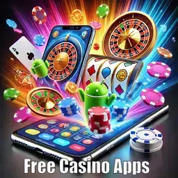 Showing free casino apps popping out of an smartphone