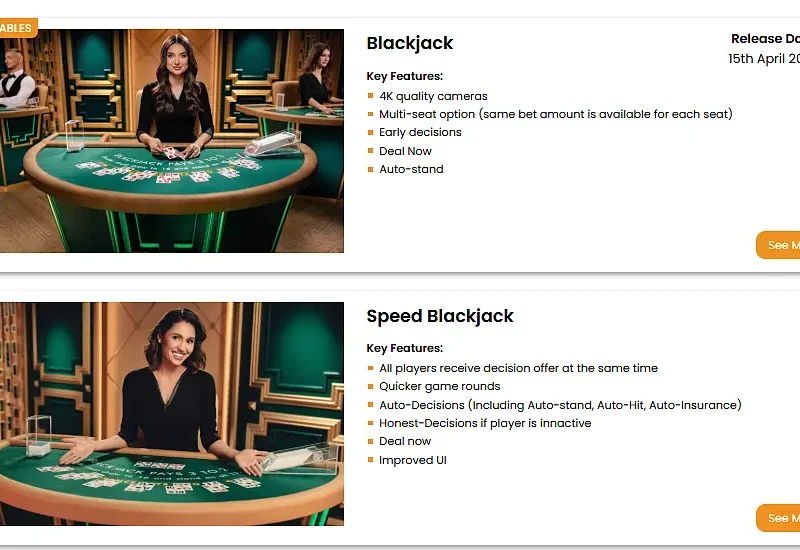 Screenshot of Blackjack Games from Pragmatic Play slide 1